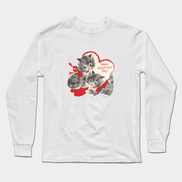 Valentine Kittens Red Bow Long Sleeve T-Shirt by tfortwo